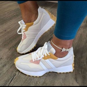 Tan and white Tennis Shoes